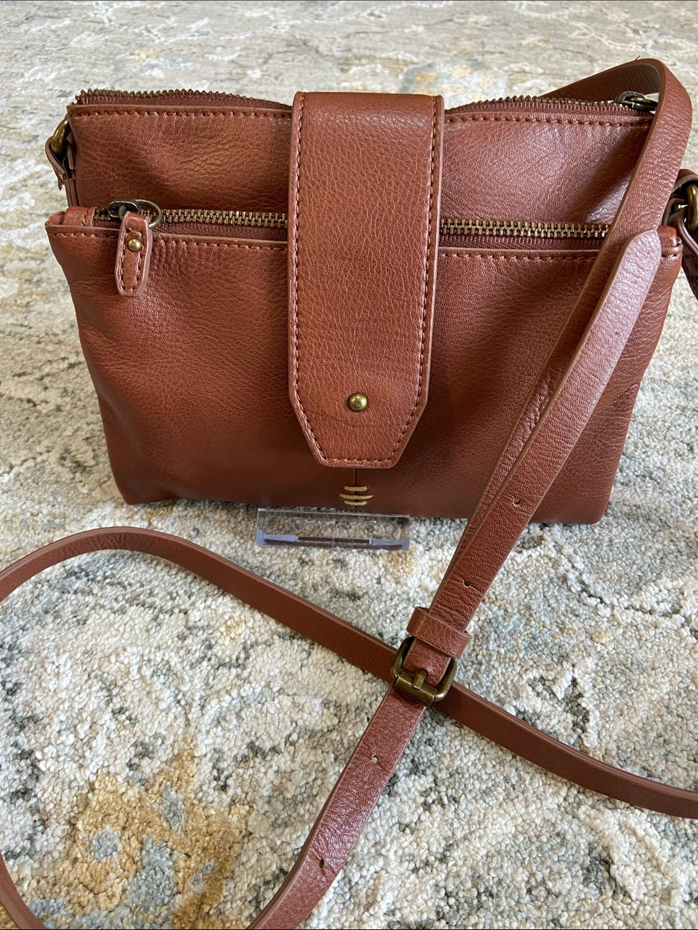 Lucky Brand (2022) Jema Cognac Faux Leather Crossbody Bag